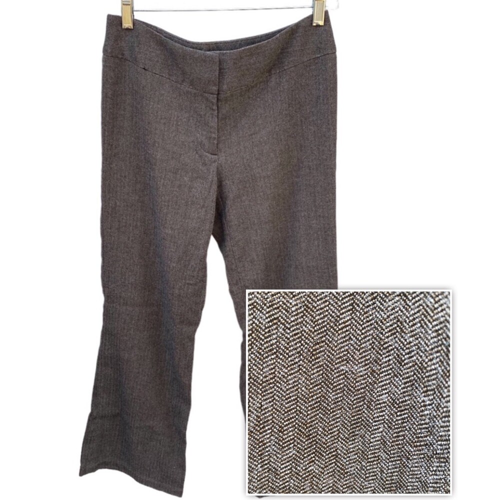 Chico’s size 0 reg trousers brown taupe cream herringbone straight leg pants